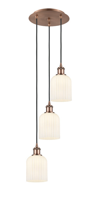 Innovations 113B-3P-AC-G559-5GWH Three Light Pendant, Antique Copper