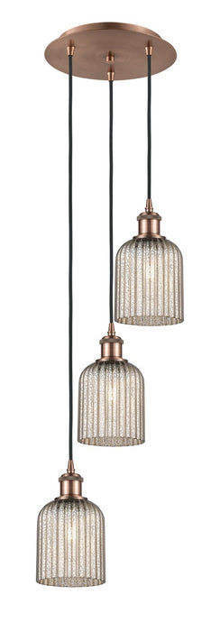 Innovations 113B-3P-AC-G559-5ME Three Light Pendant, Antique Copper