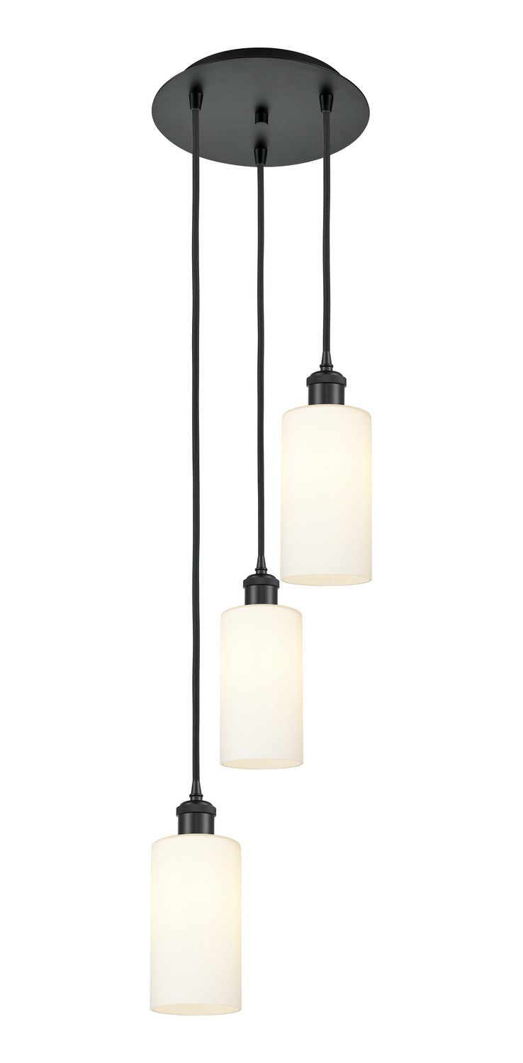Innovations 113B-3P-BK-G434-7WH Three Light Pendant, Matte Black