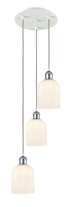 Innovations 113B-3P-WPC-G559-5GWH Three Light Pendant, White Polished Chrome