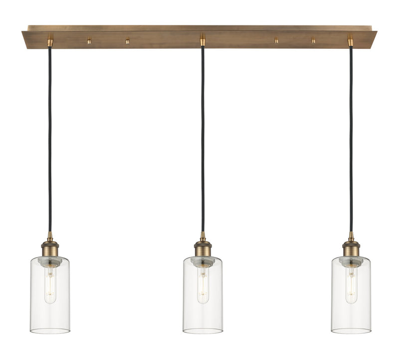 Innovations 123B-3P-BB-G434-7CL Three Light Linear Pendant, Brushed Brass