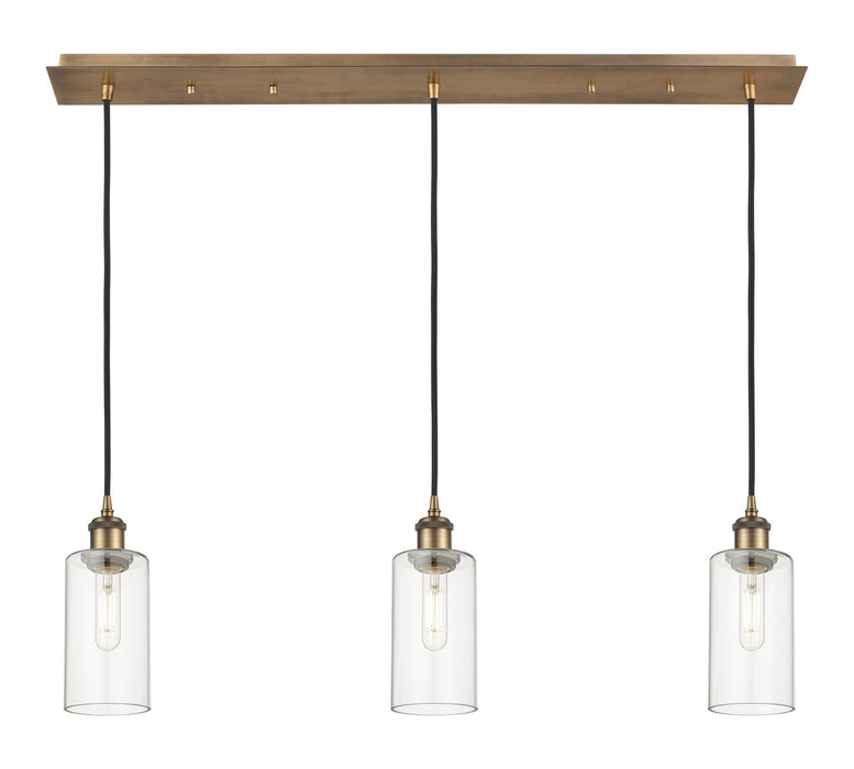 Innovations 123B-3P-BB-G434-7CL Three Light Linear Pendant, Brushed Brass
