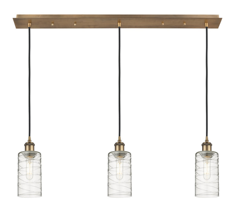 Innovations 123B-3P-BB-G434-7DE Three Light Linear Pendant, Brushed Brass