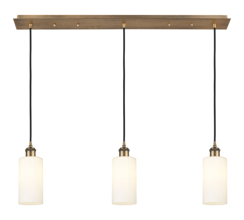 Innovations 123B-3P-BB-G434-7WH Three Light Linear Pendant, Brushed Brass