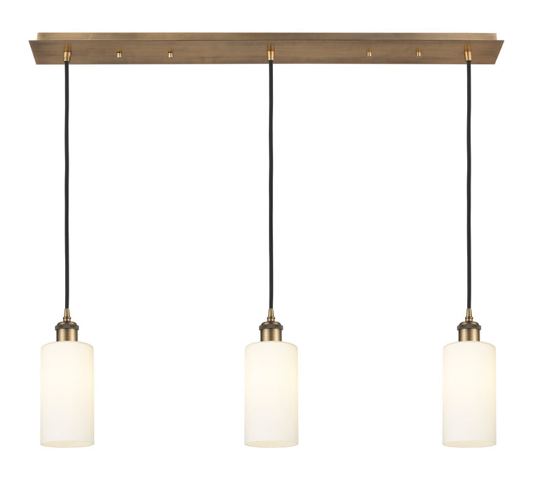 Innovations 123B-3P-BB-G434-7WH Three Light Linear Pendant, Brushed Brass