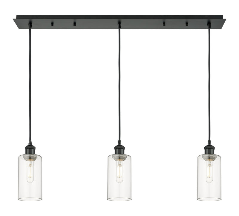 Innovations 123B-3P-BK-G434-7CL Three Light Linear Pendant, Matte Black