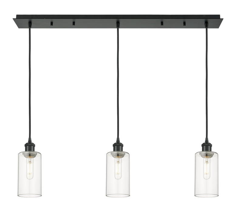Innovations 123B-3P-BK-G434-7CL Three Light Linear Pendant, Matte Black