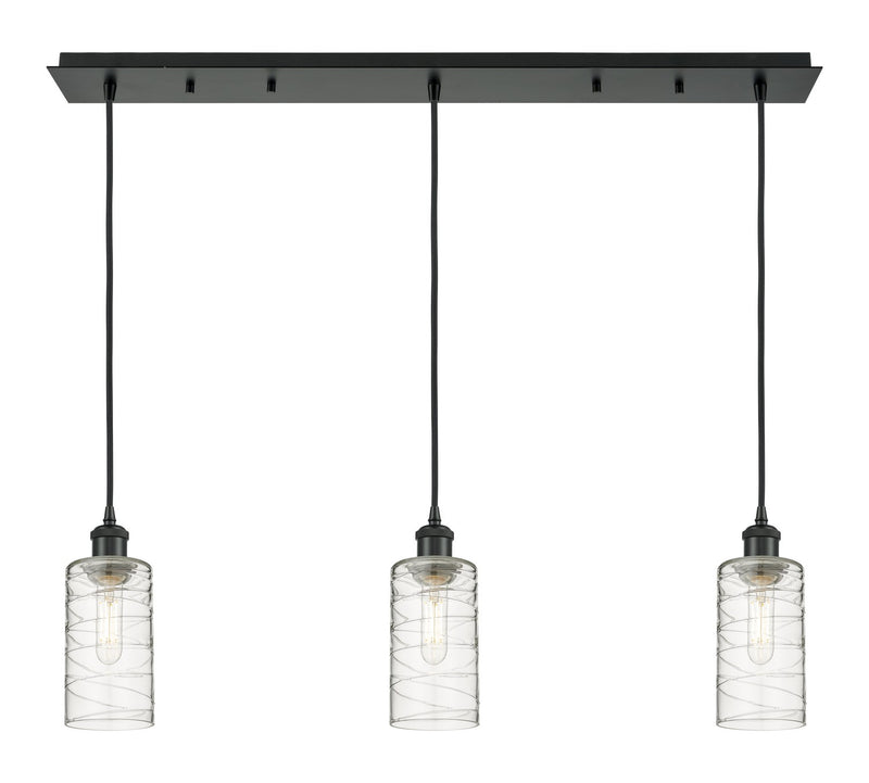 Innovations 123B-3P-BK-G434-7DE Three Light Linear Pendant, Matte Black