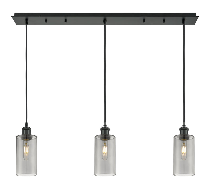 Innovations 123B-3P-BK-G434-7SM Three Light Linear Pendant, Matte Black