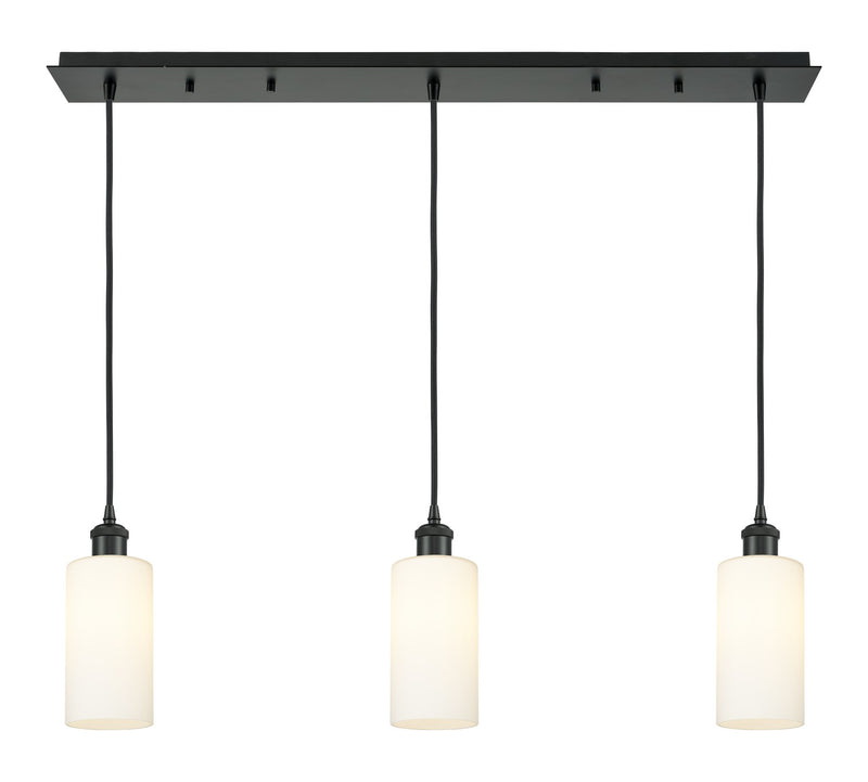 Innovations 123B-3P-BK-G434-7WH Three Light Linear Pendant, Matte Black