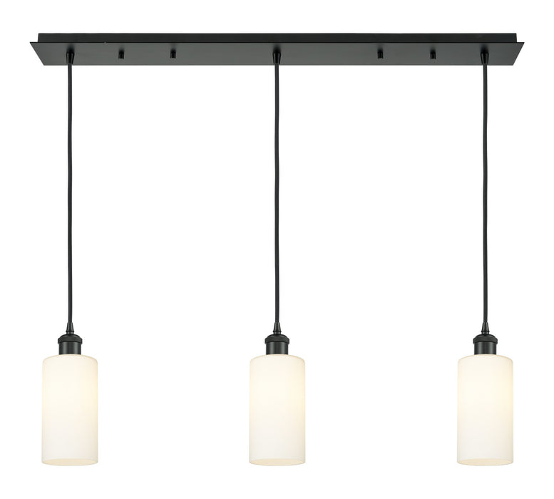 Innovations 123B-3P-BK-G434-7WH Three Light Linear Pendant, Matte Black