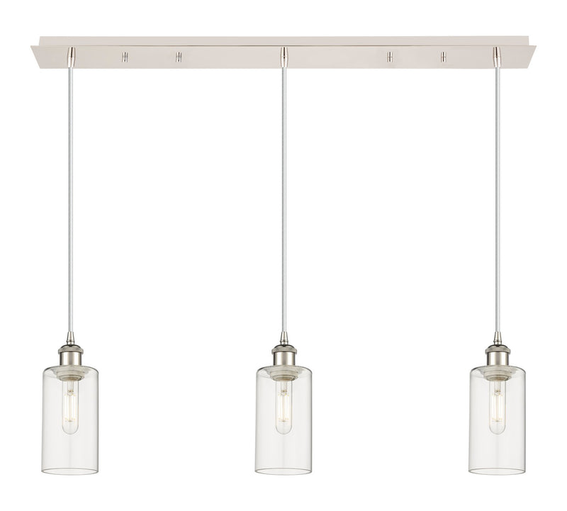 Innovations 123B-3P-PN-G434-7CL Three Light Linear Pendant, Polished Nickel