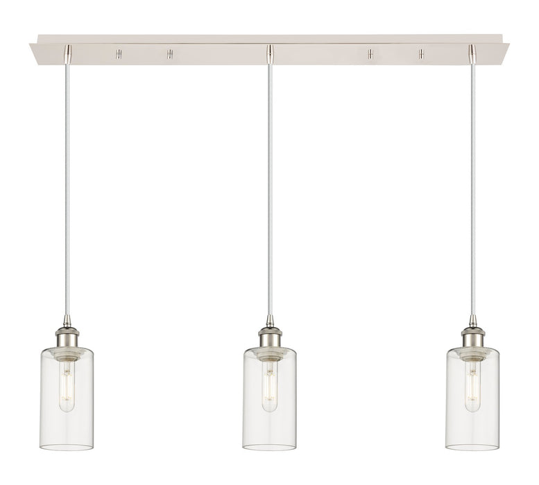 Innovations 123B-3P-PN-G434-7CL Three Light Linear Pendant, Polished Nickel