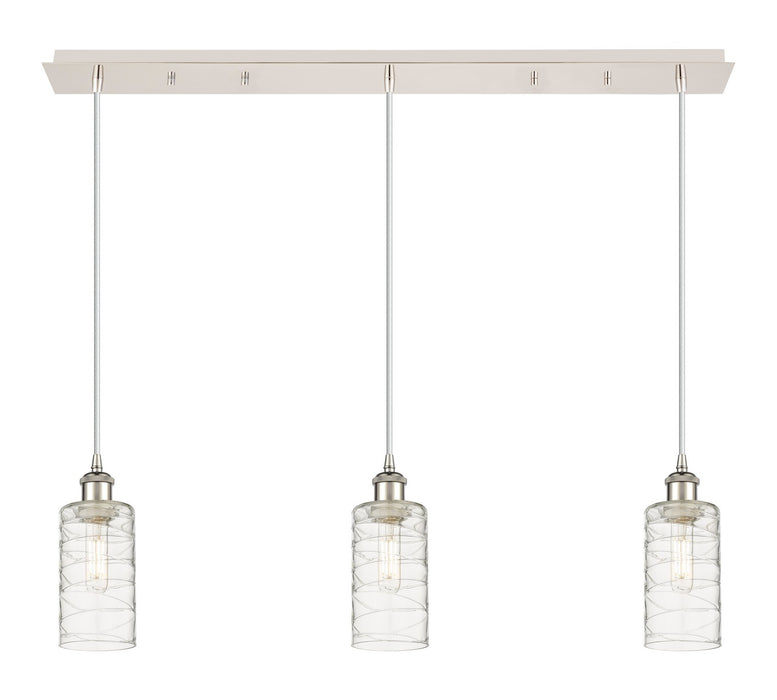 Innovations 123B-3P-PN-G434-7DE Three Light Linear Pendant, Polished Nickel