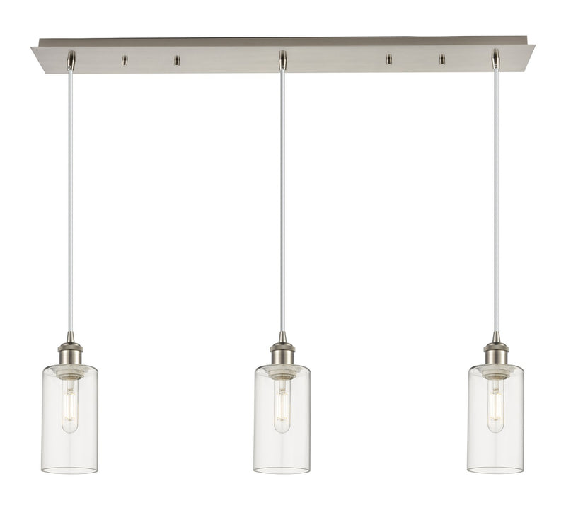 Innovations 123B-3P-SN-G434-7CL Three Light Linear Pendant, Brushed Satin Nickel