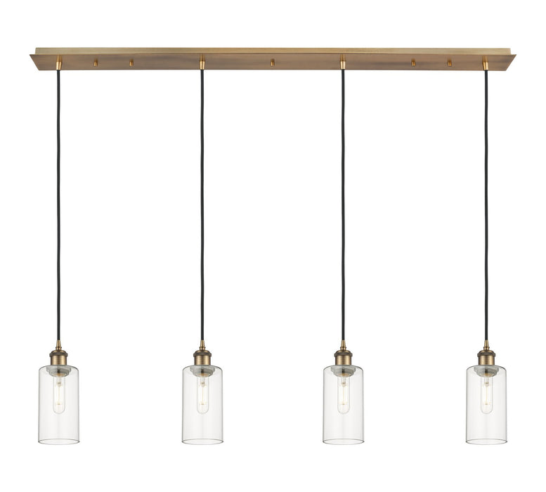 Innovations 124B-4P-BB-G434-7CL Four Light Linear Pendant, Brushed Brass