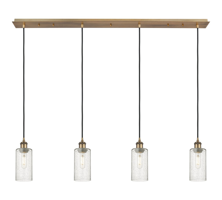 Innovations 124B-4P-BB-G434-7DE Four Light Linear Pendant, Brushed Brass