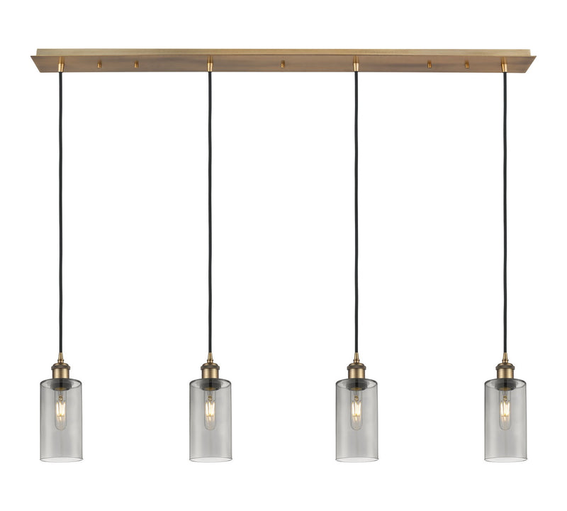 Innovations 124B-4P-BB-G434-7SM Four Light Linear Pendant, Brushed Brass