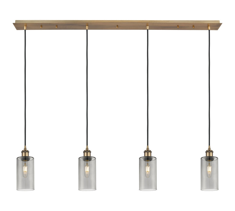 Innovations 124B-4P-BB-G434-7SM Four Light Linear Pendant, Brushed Brass