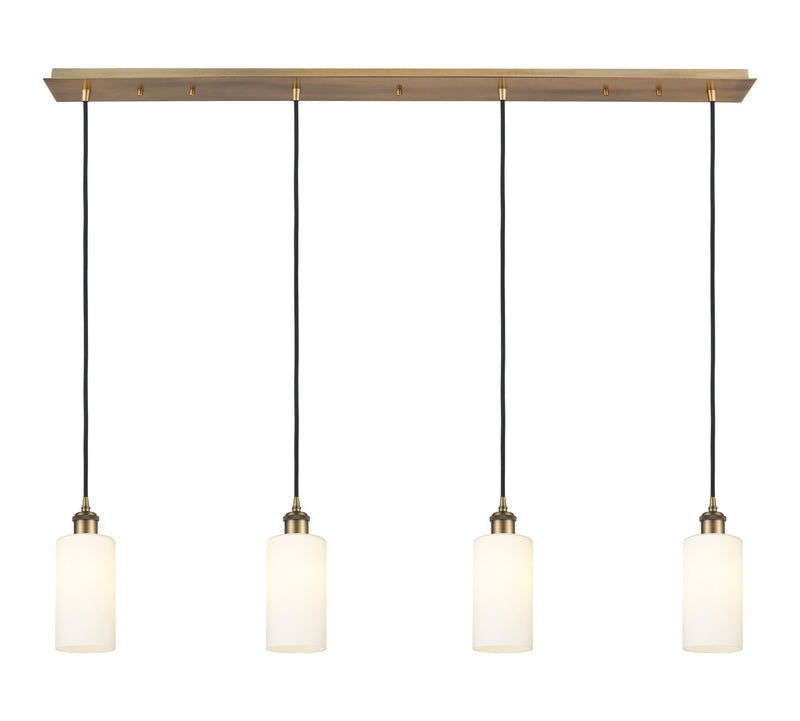 Innovations 124B-4P-BB-G434-7WH Four Light Linear Pendant, Brushed Brass
