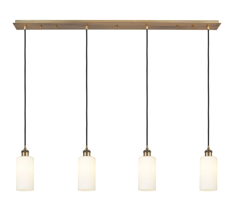 Innovations 124B-4P-BB-G434-7WH Four Light Linear Pendant, Brushed Brass