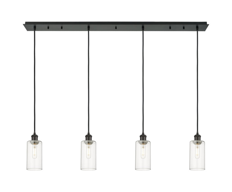 Innovations 124B-4P-BK-G434-7CL Four Light Linear Pendant, Matte Black