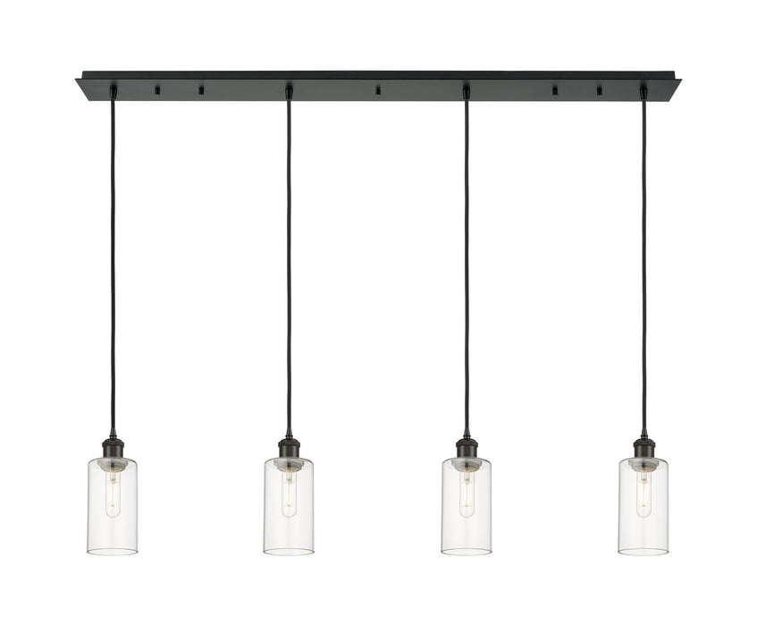 Innovations 124B-4P-BK-G434-7CL Four Light Linear Pendant, Matte Black