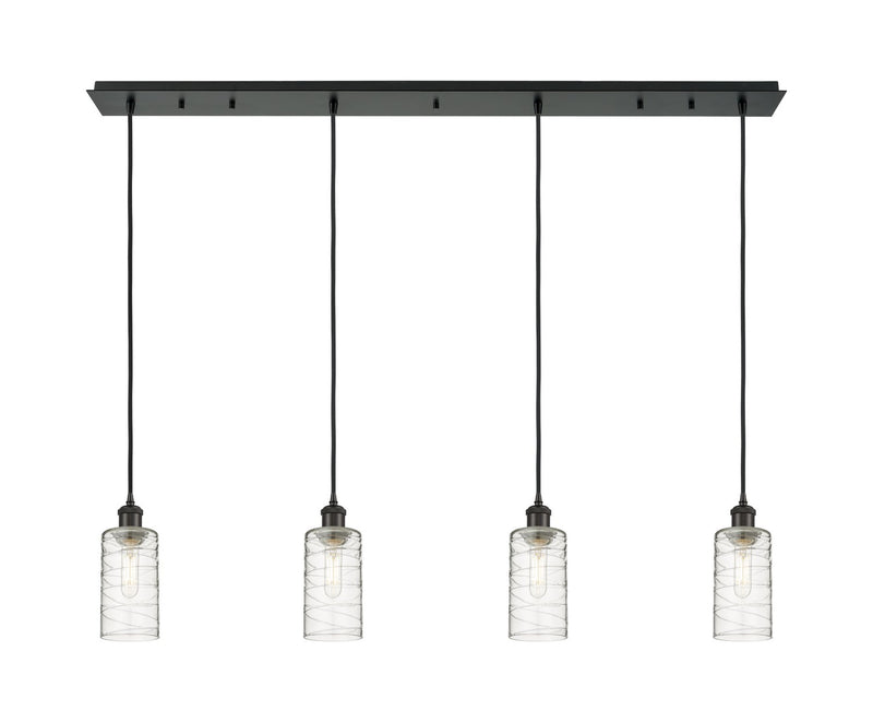 Innovations 124B-4P-BK-G434-7DE Four Light Linear Pendant, Matte Black