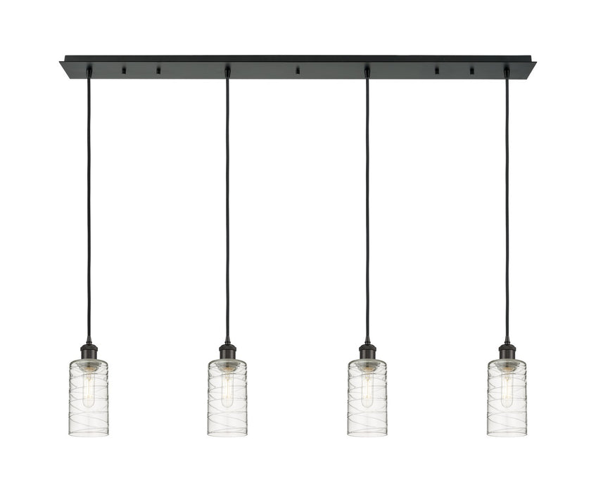 Innovations 124B-4P-BK-G434-7DE Four Light Linear Pendant, Matte Black
