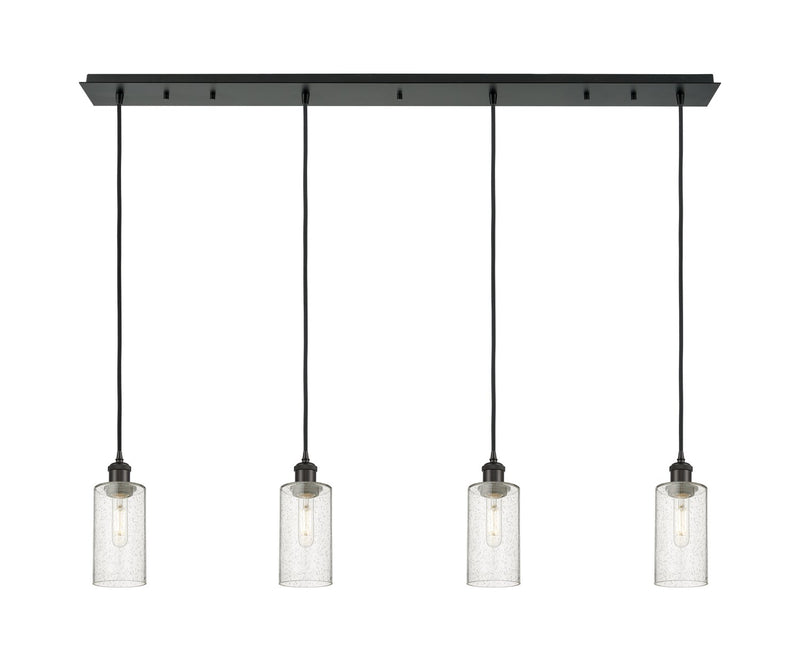 Innovations 124B-4P-BK-G434-7SDY Four Light Linear Pendant, Matte Black