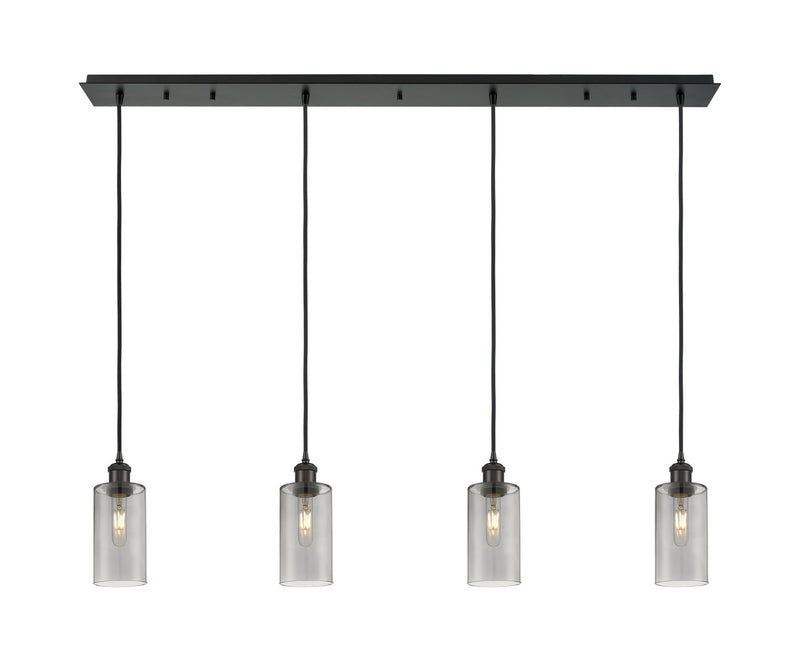 Innovations 124B-4P-BK-G434-7SM Four Light Linear Pendant, Matte Black