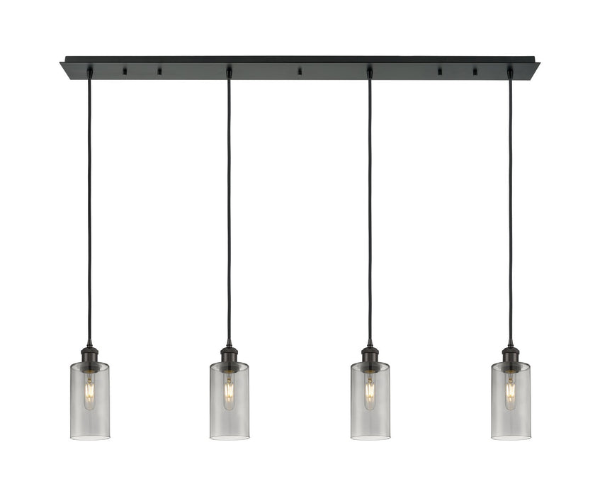 Innovations 124B-4P-BK-G434-7SM Four Light Linear Pendant, Matte Black