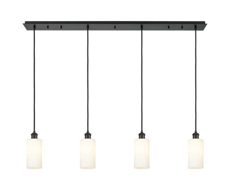Innovations 124B-4P-BK-G434-7WH Four Light Linear Pendant, Matte Black