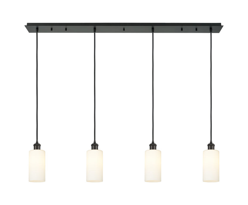 Innovations 124B-4P-BK-G434-7WH Four Light Linear Pendant, Matte Black