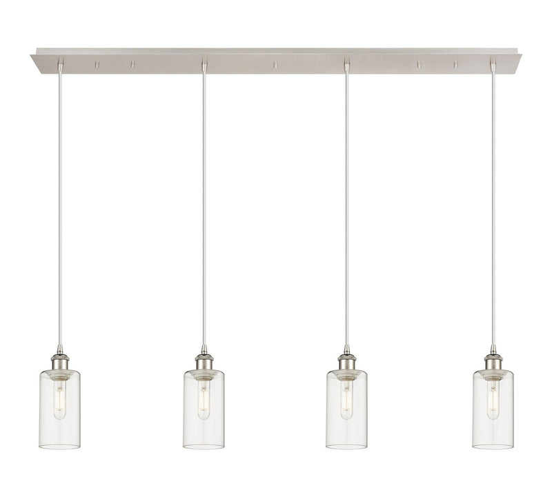 Innovations 124B-4P-PN-G434-7CL Four Light Linear Pendant, Polished Nickel