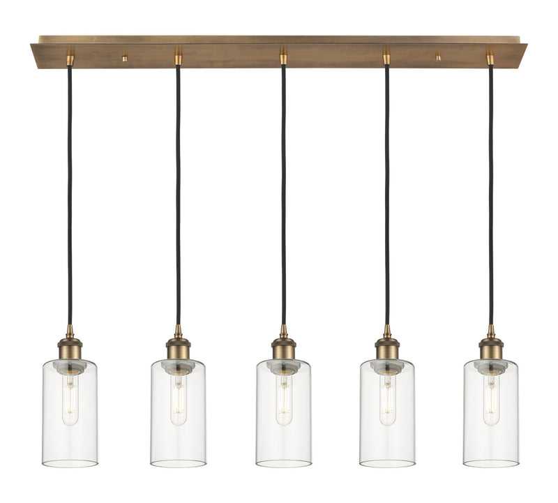 Innovations 125B-5P-BB-G434-7CL Five Light Linear Pendant, Brushed Brass