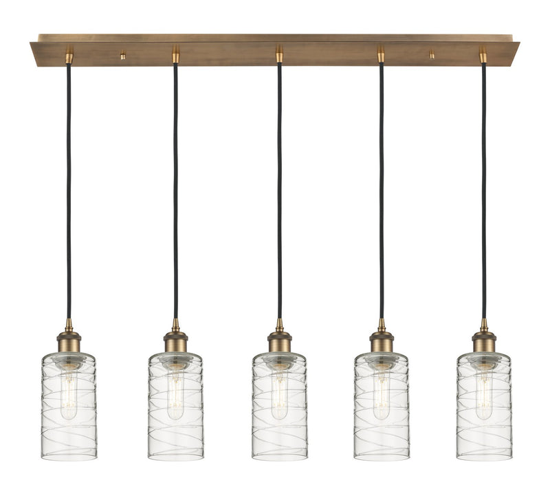 Innovations 125B-5P-BB-G434-7DE Five Light Linear Pendant, Brushed Brass