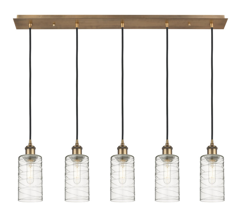 Innovations 125B-5P-BB-G434-7DE Five Light Linear Pendant, Brushed Brass