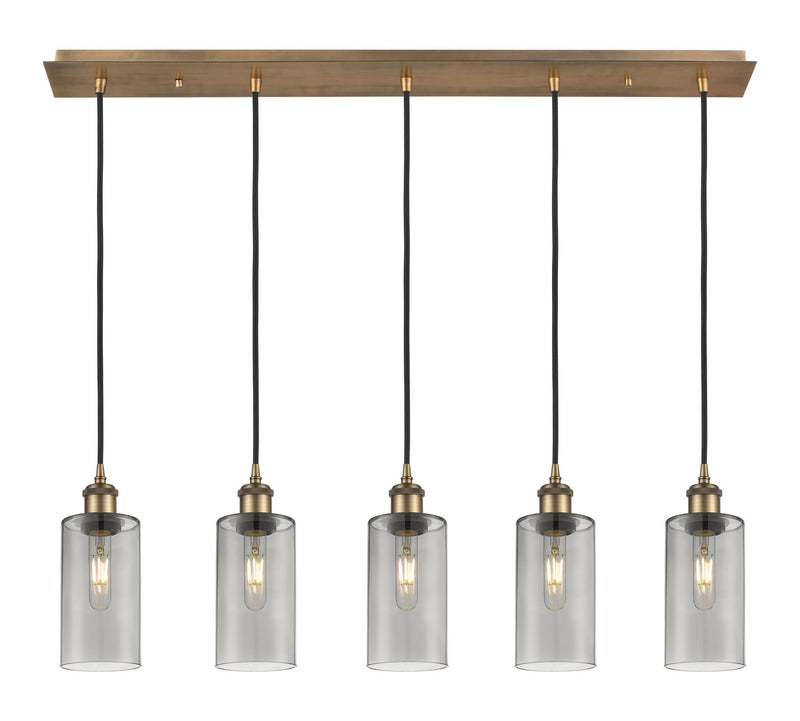 Innovations 125B-5P-BB-G434-7SM Five Light Linear Pendant, Brushed Brass