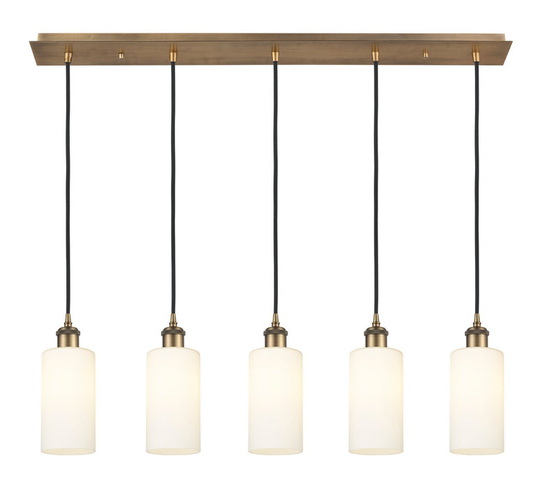 Innovations 125B-5P-BB-G434-7WH Five Light Linear Pendant, Brushed Brass