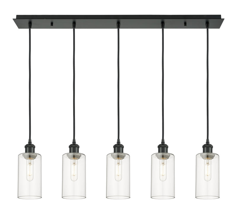 Innovations 125B-5P-BK-G434-7CL Five Light Linear Pendant, Matte Black