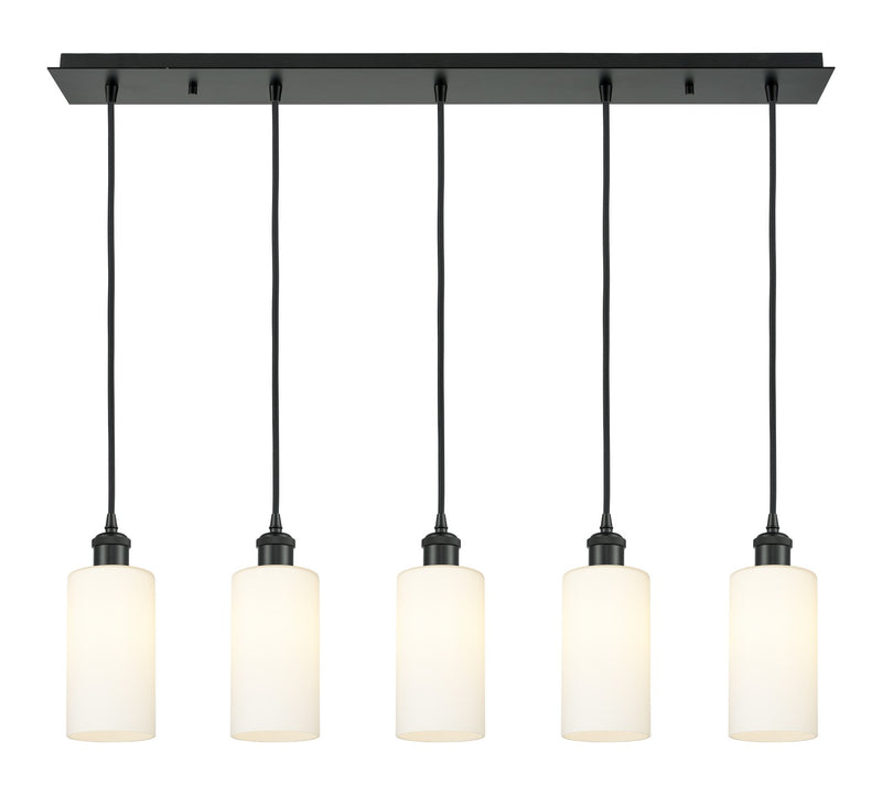 Innovations 125B-5P-BK-G434-7WH Five Light Linear Pendant, Matte Black