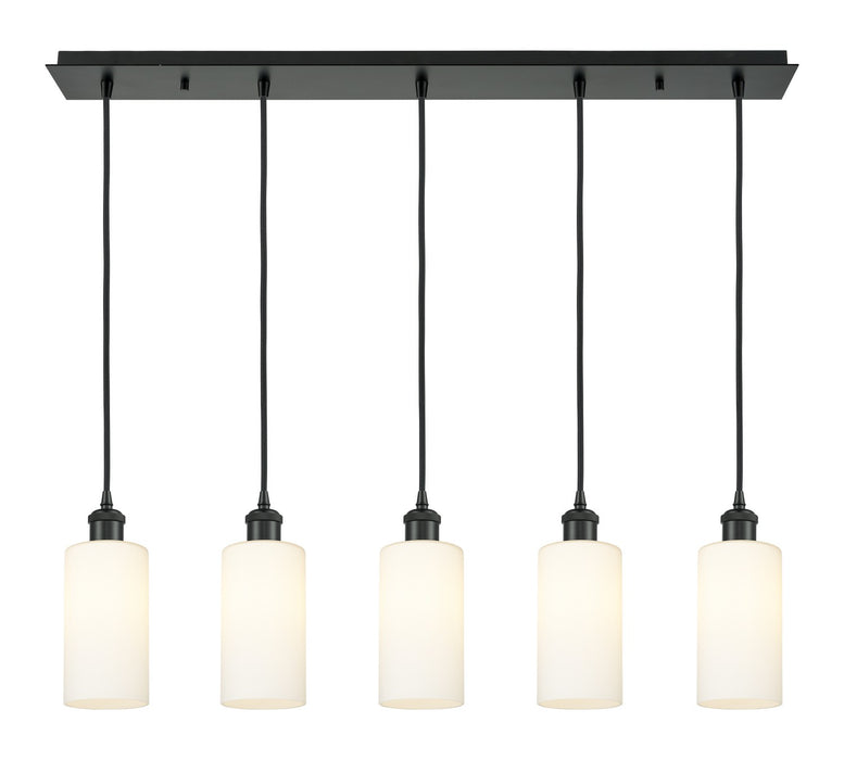 Innovations 125B-5P-BK-G434-7WH Five Light Linear Pendant, Matte Black