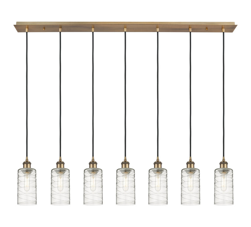 Innovations 127B-7P-BB-G434-7DE Seven Light Linear Pendant, Brushed Brass
