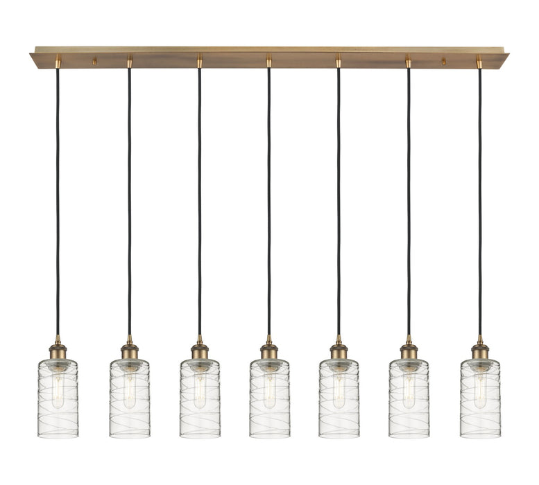 Innovations 127B-7P-BB-G434-7DE Seven Light Linear Pendant, Brushed Brass