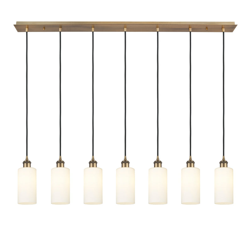 Innovations 127B-7P-BB-G434-7WH Seven Light Linear Pendant, Brushed Brass
