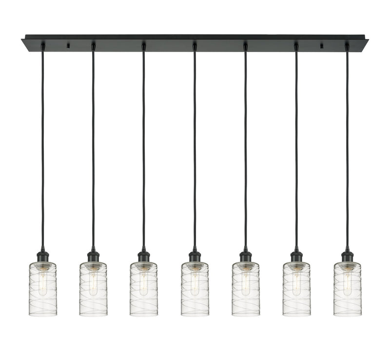 Innovations 127B-7P-BK-G434-7DE Seven Light Linear Pendant, Matte Black