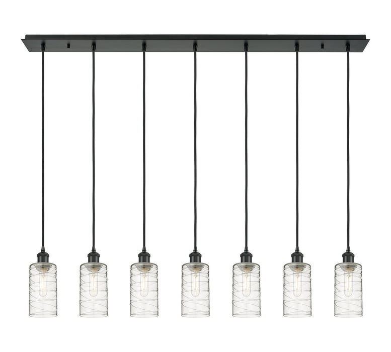 Innovations 127B-7P-BK-G434-7DE Seven Light Linear Pendant, Matte Black