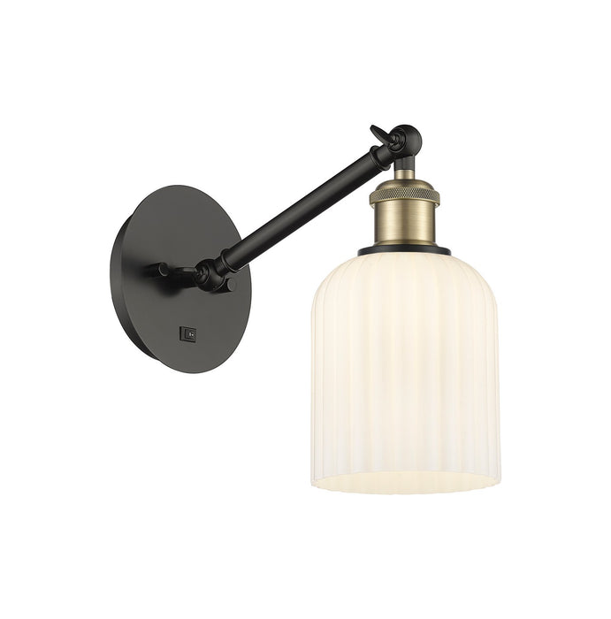 Innovations 317-1W-BAB-G559-5GWH One Light Wall Sconce, Black Antique Brass