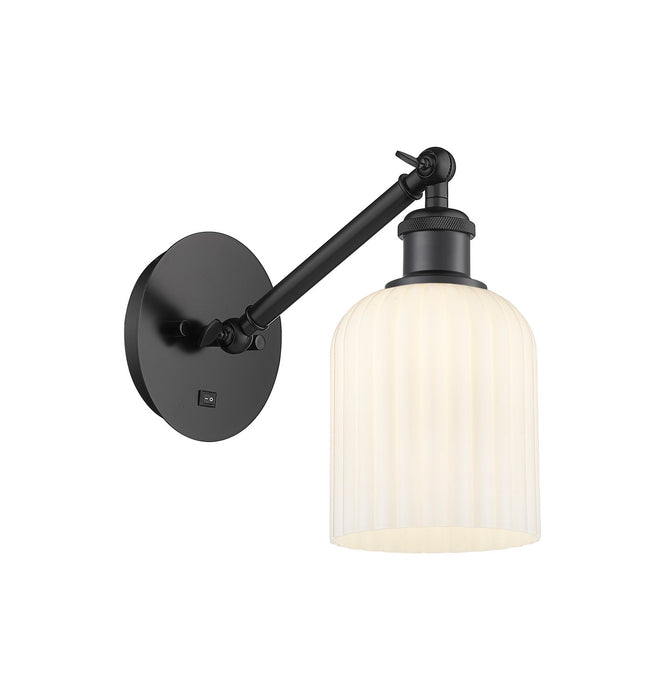 Innovations 317-1W-BK-G559-5GWH One Light Wall Sconce, Matte Black